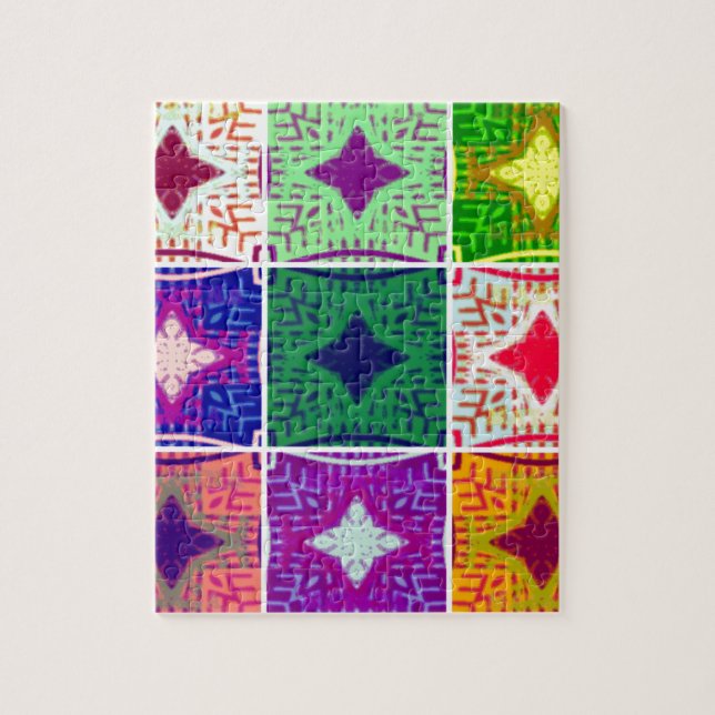 Colorful Checkerboard: A Starry Design Jigsaw Puzzle (Vertical)