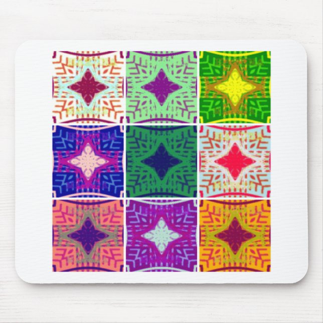 Colorful Checkerboard: A Starry Design Mouse Pad (Front)