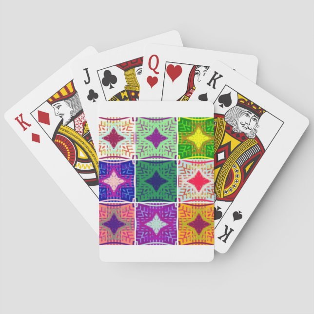 Colorful Checkerboard: A Starry Design Poker Cards (Back)