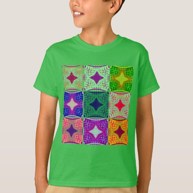 Colorful Checkerboard: A Starry Design T-Shirt (Front)