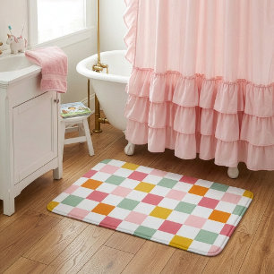 Colorful Checkerboard Bath Mat