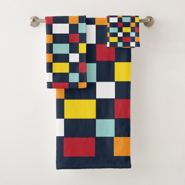 Colorful Checkerboard  Bath Towel Set (Insitu)