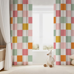 Colorful Checkerboard Blackout Curtains