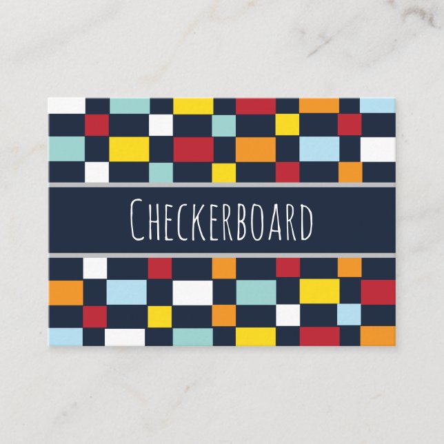 Colorful Checkerboard  Business Card (Front)