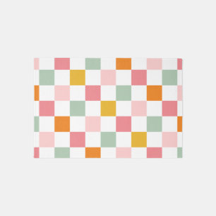 Colorful Checkerboard Checkerboard Rug