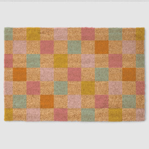 Colorful Checkerboard Fiber Doormat
