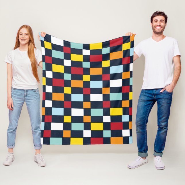 Colorful Checkerboard  Fleece Blanket (In Situ)