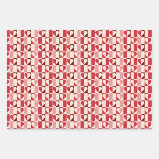 Colorful Checkerboard Heart Wrapping Paper