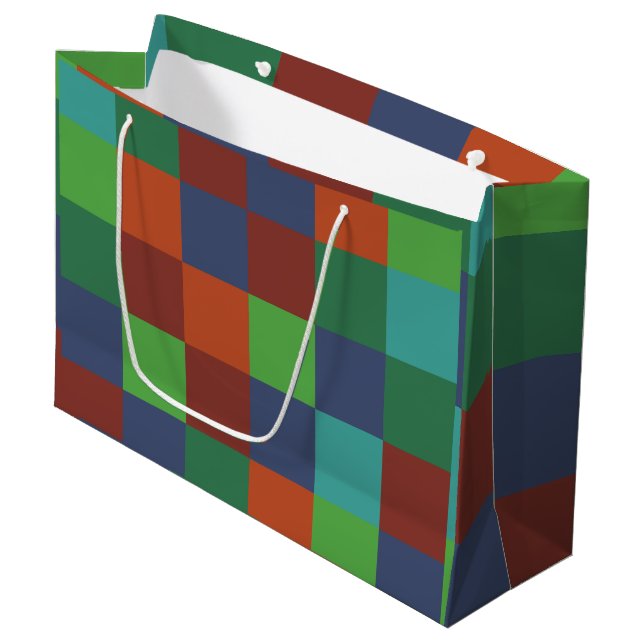 Colorful Checkerboard Large Gift Bag (Front Angled)