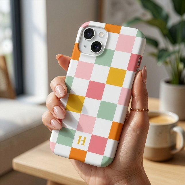 Colorful Checkerboard Monogram Case-Mate iPhone Case (Creator Uploaded)