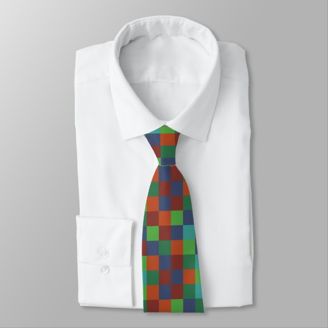 Colorful Checkerboard Neck Tie (Tied)