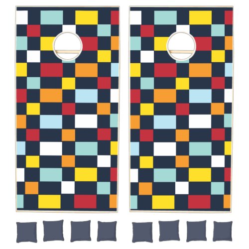 Colorful Checkerboard Pattern Cornhole Set
