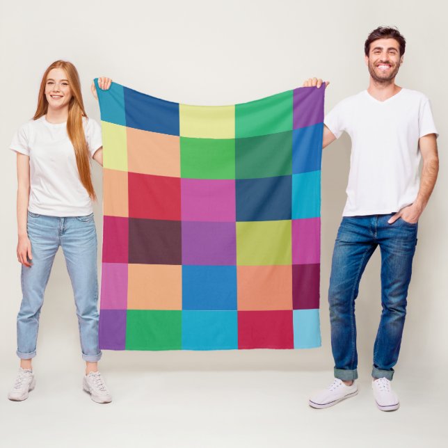 Colorful Checkerboard Pattern Fleece Blanket (In Situ)