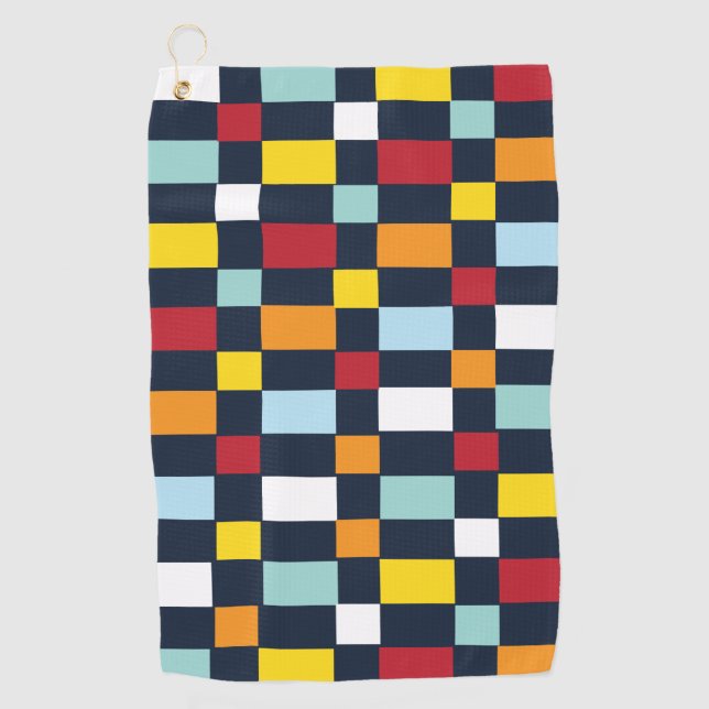 Colorful Checkerboard Pattern Golf Towel (Front)