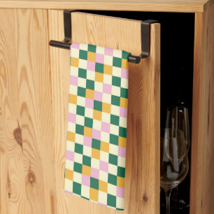 Colorful Checkerboard Pattern Kitchen Towel