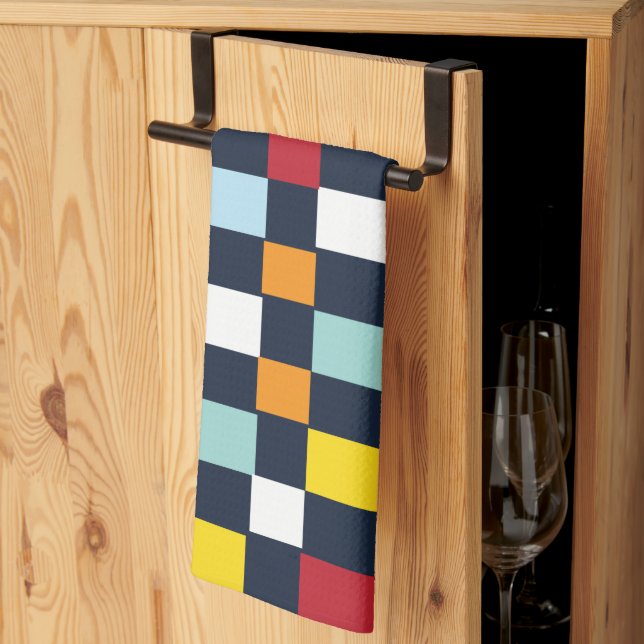 Colorful Checkerboard Pattern Kitchen Towel (Thirds Fold)