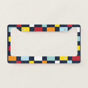 Colorful Checkerboard Pattern License Plate Frame