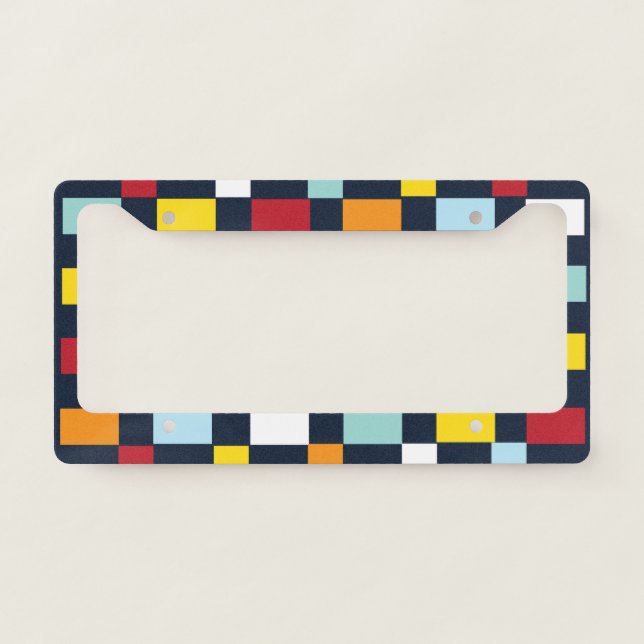 Colorful Checkerboard Pattern  License Plate Frame (Front)
