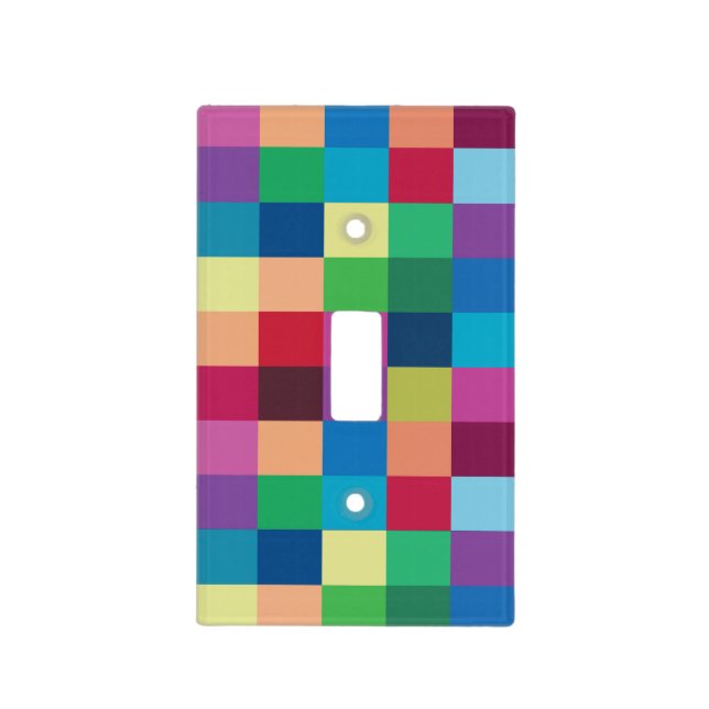 Colorful Checkerboard Pattern Light Switch Cover (Front)