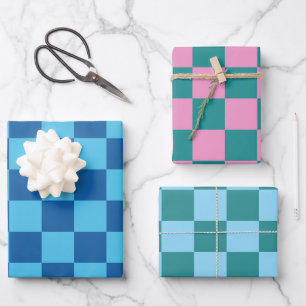 Colorful Checkerboard Pattern Wrapping Paper Sheets