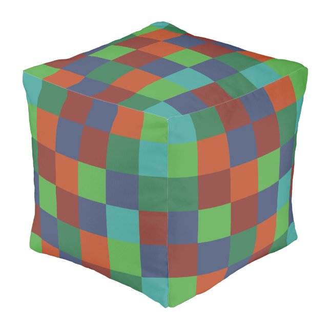 Colorful Checkerboard Pouf (Angled Front)