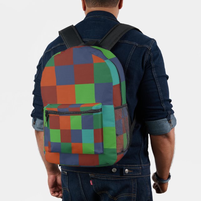 Colorful Checkerboard Printed Backpack (Insitu (Model))