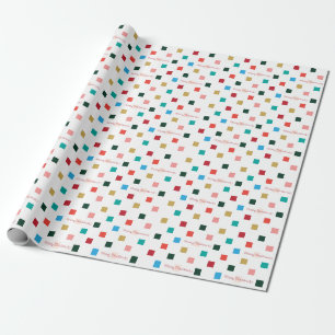 Colorful Checkerboard Retro Script Wrapping Paper