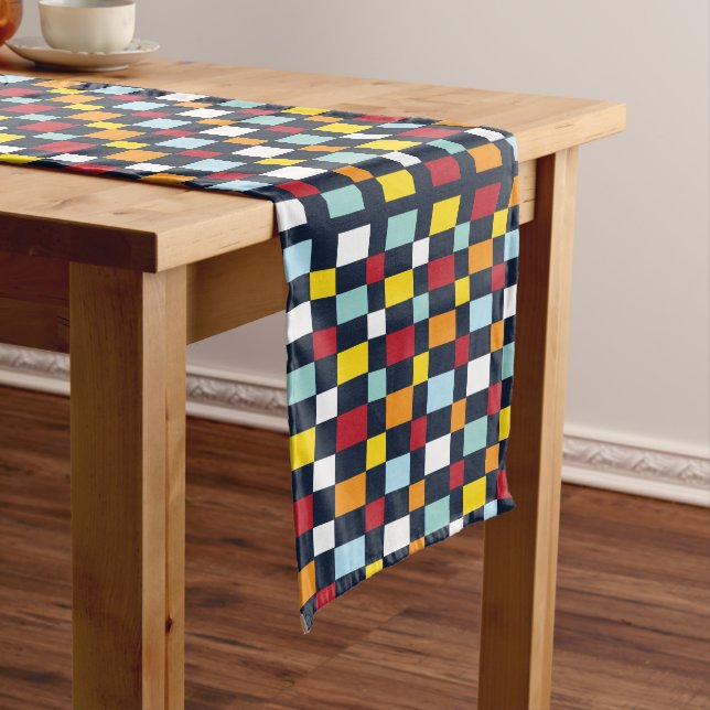 Colorful Checkerboard  Short Table Runner (In Situ)