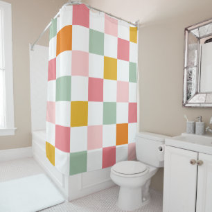 Colorful Checkerboard Shower Curtain