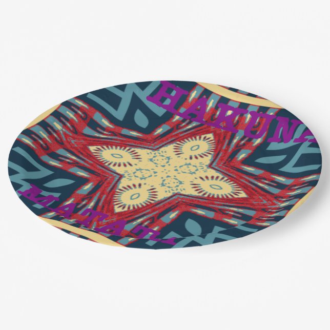 Colorful Checkerboard Starry Paper Plates (Angled)