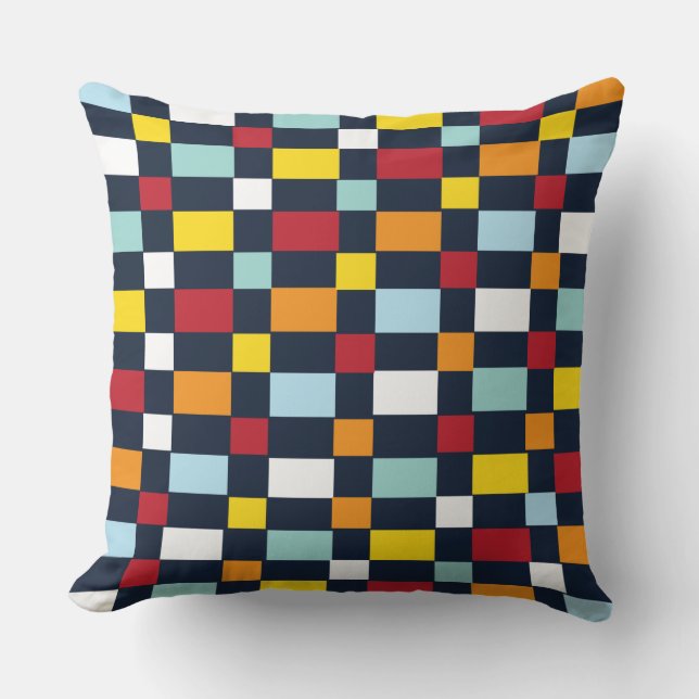 Colorful Checkerboard  Throw Pillow (Front)