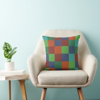 Colorful Checkerboard Throw Pillow