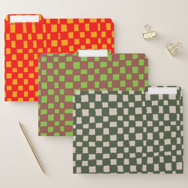 Colorful Checkered Checkerboard Pattern File Folder (Set)