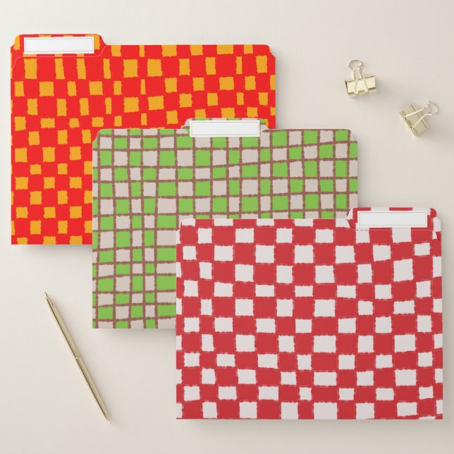 Colorful Checkered Checkerboard Pattern File Folder (Set)