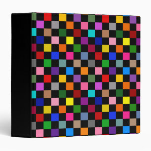 Colorful Checkered Pattern Design Black 3 Ring Binder