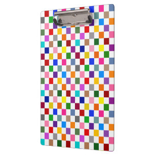 Colorful Checkered Pattern Design White Clipboard