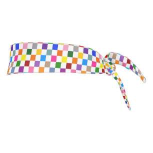 Colorful Checkered Pattern Design White Tie Headband