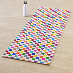 Colorful Checkered Pattern Design White Yoga Mat