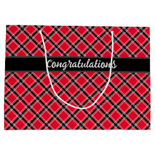 Colorful checkered pattern in an oblique cage  large gift bag