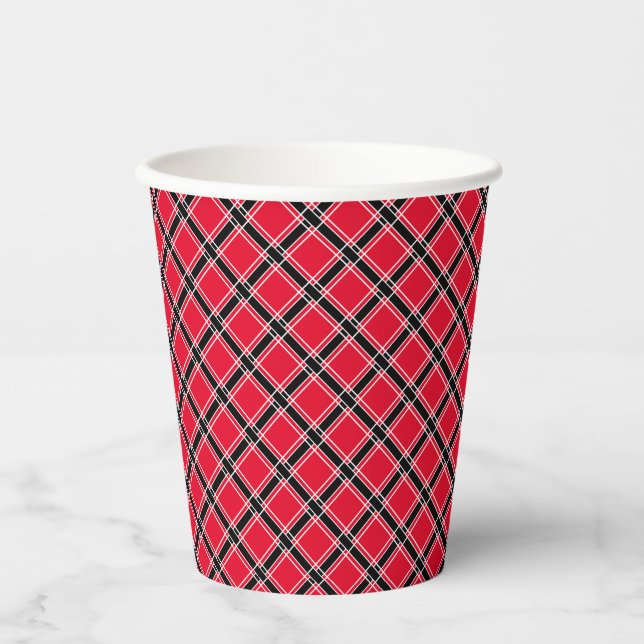 Colorful checkered pattern in an oblique cage paper cups (Front)