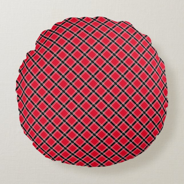 Colorful checkered pattern in an oblique cage  round pillow (Front)