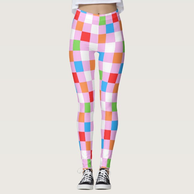 Colorful checkered pattern leggings (Front)