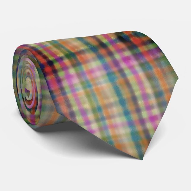 colorful checkered pattern neck tie (Rolled)