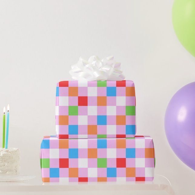 Colorful checkered pattern wrapping paper (Party Gifts)