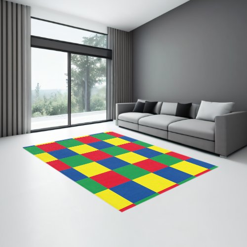 Colorful Checkered Squares Rug