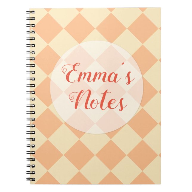 Colorful Checkers - Peaches and Cream Notebook (Front)