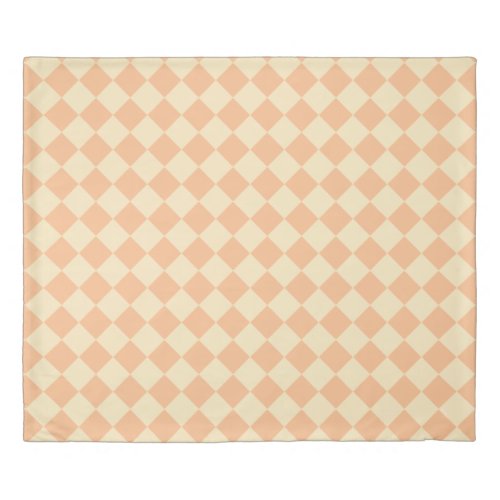 Colorful Checkers _ Peaches and Cream _ Reversible Duvet Cover