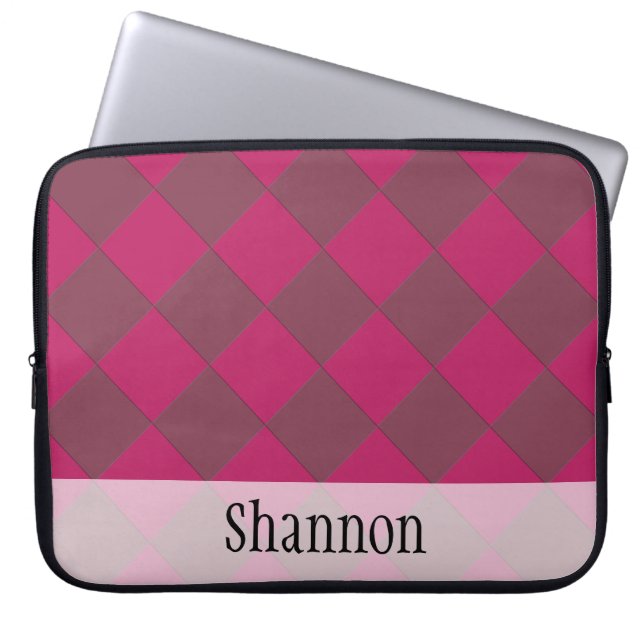 Colorful Checkers - Raspberry Laptop Sleeve (Front)