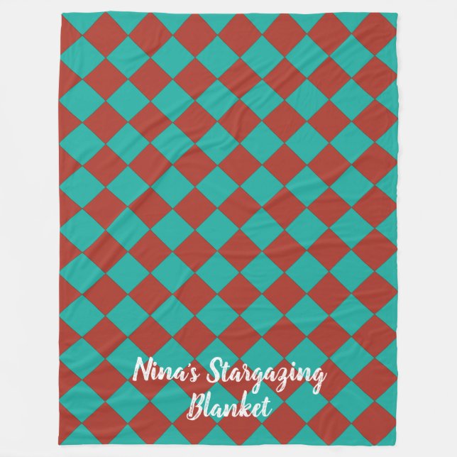 Colorful Checkers - Southwestern Style Fleece Blanket (Front)