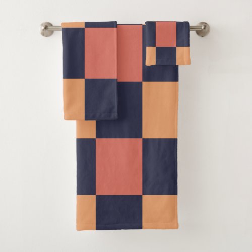 Colorful Checks Checkerboard Pattern  Bath Towel Set
